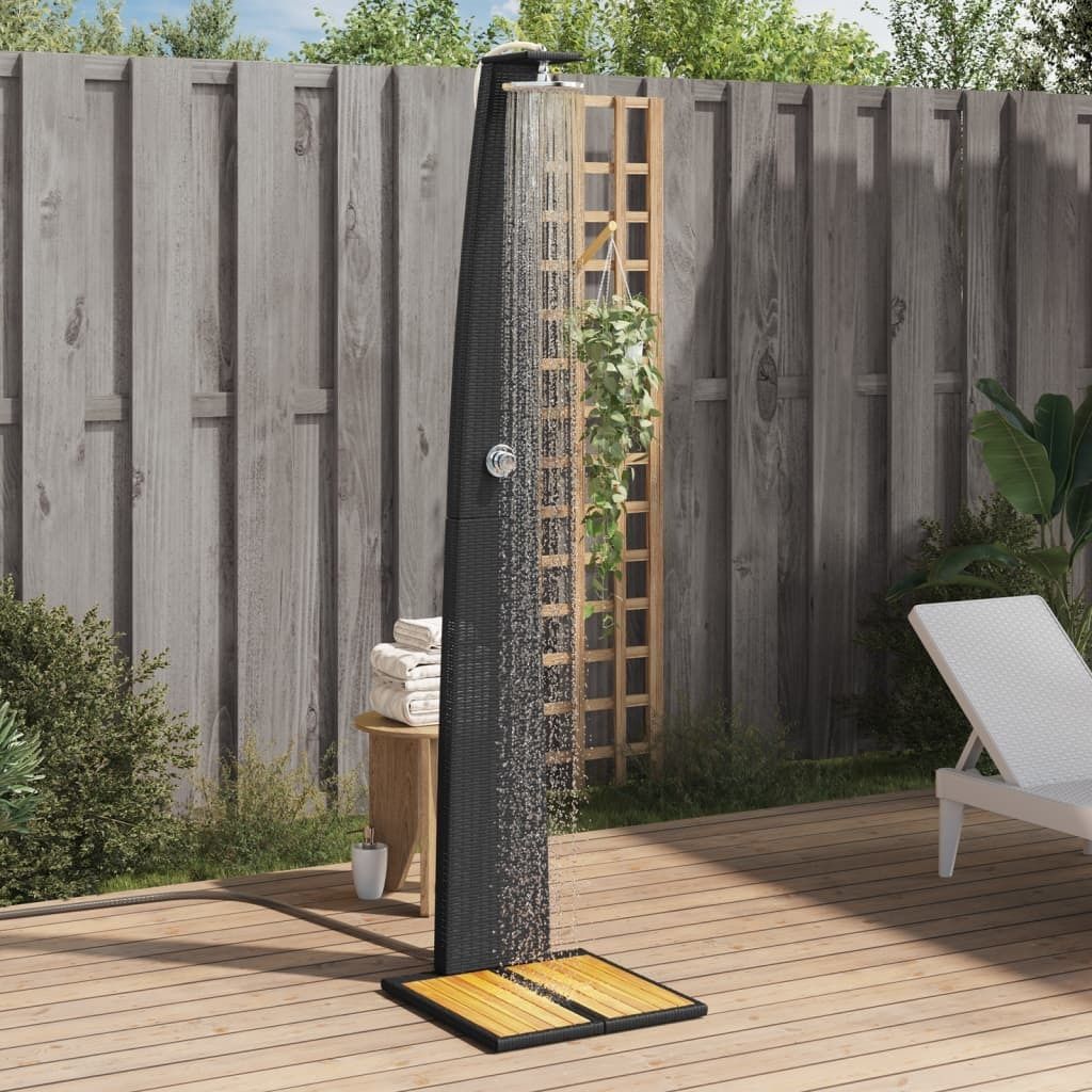 Maison Exclusive - Gartendusche Schwarz 55x60x224 cm Poly Rattan und Akazienholz