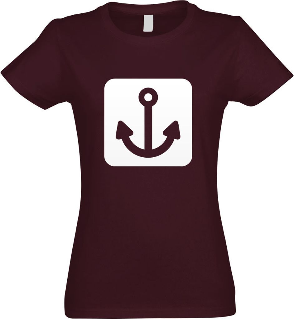 Kiwistar - T-Shirt tailliert - Damen - Burgund - Hafen Ankerplatz Piktogramme - mit Motiv Bedruckt - Funshirt Design - Sport - Freizeit - Damen - S