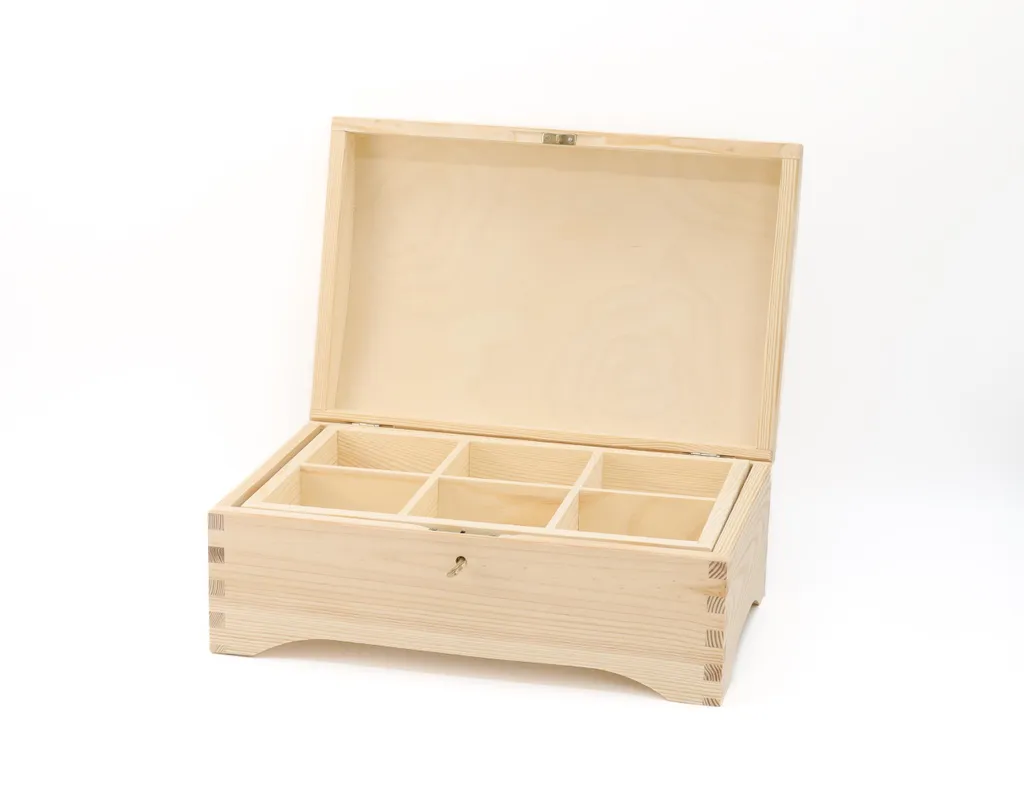 Boîte de rangement bois avec verrou pour bureau et objets de valeur
