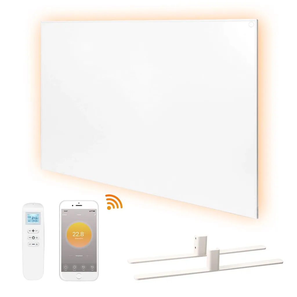 Chauffage infrarouge 700W étanche IP54 design blanc ultra-plat mural