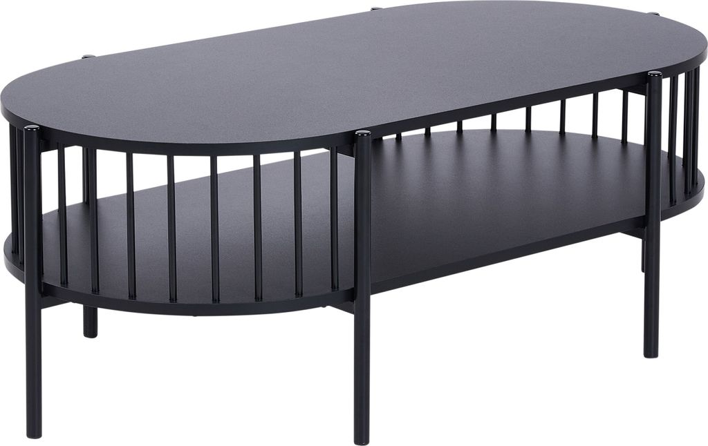 BELIANI Couchtisch Schwarz MDF-Platte mit Metallbeinen Produktbild 