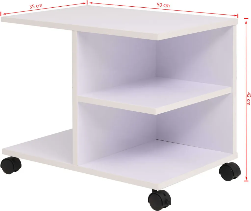 Table d'appoint mobile gain de place - Solution rangement 50x35 Blanc - 6