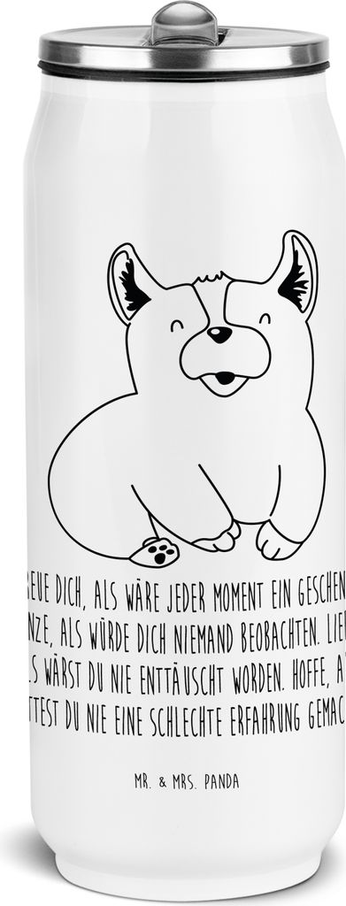 Mr. & Mrs. Panda Trinkflasche Corgie - Weiß - Geschenk, Edelstahl, Thermosflasche, Spruch, Sprüche, Corgi, Thermoflasche, Lebensfroh, Hund, sport...