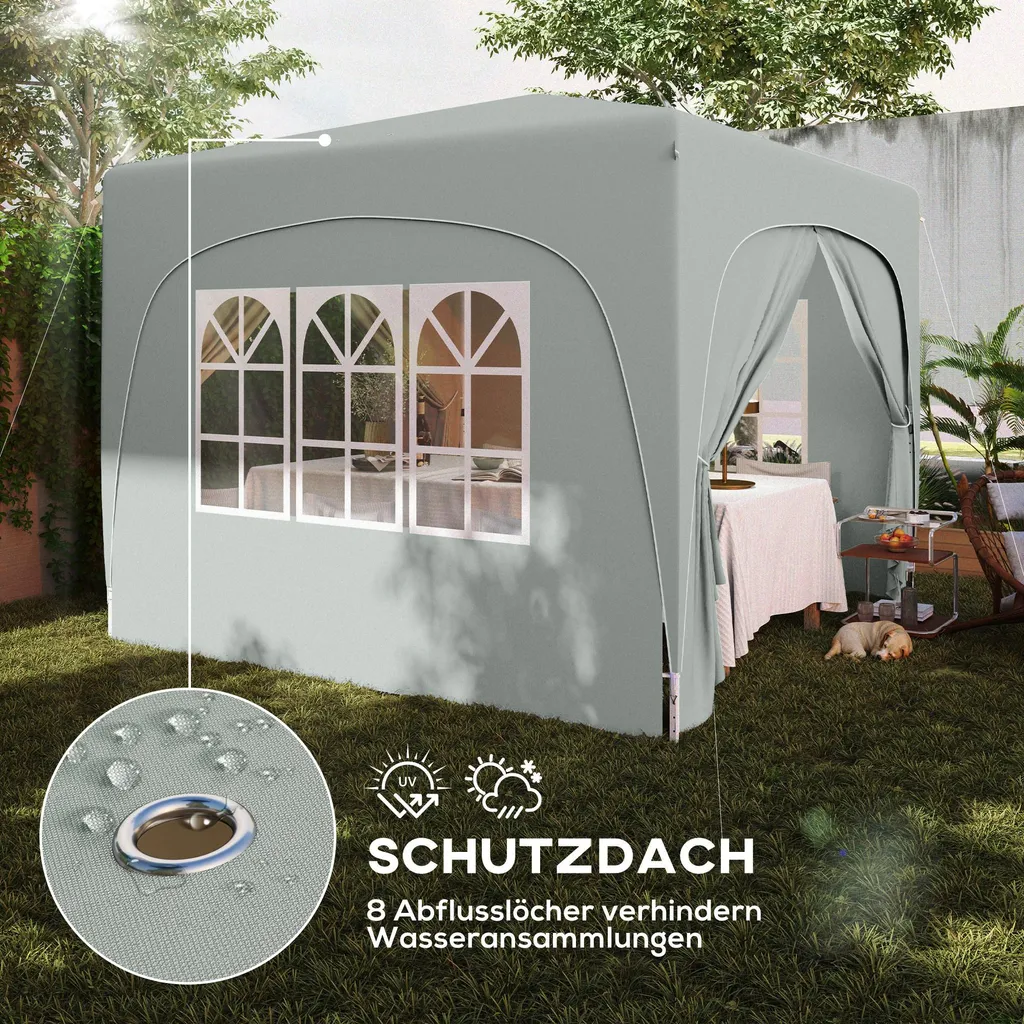 Tonnelle de jardin pliante 3x3m imperméable Outsunny résistante hiver - 6