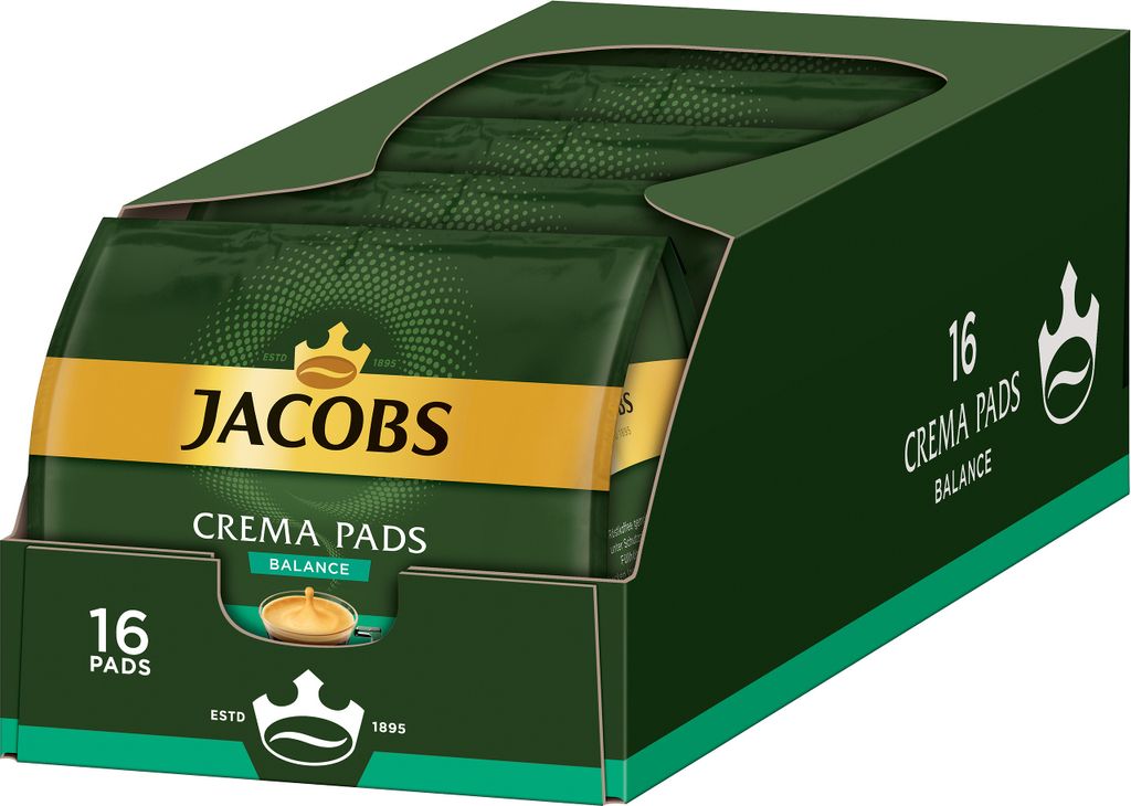 JACOBS Crema Balance Kaffee Pads 5er Pack 5 x 16 Getränke Produktbild 