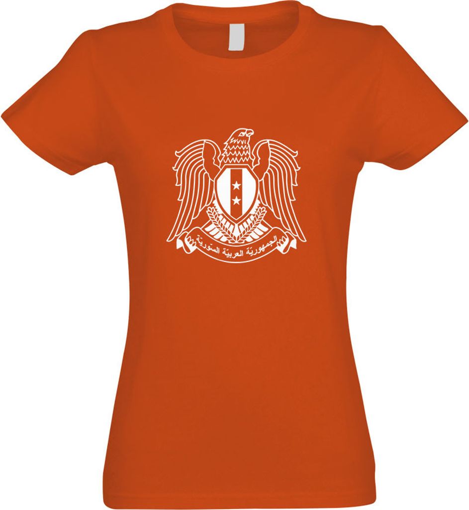 Kiwistar - T-Shirt tailliert - Damen - orange - Syrien Wappen - mit Motiv Bedruckt - Funshirt Design - Sport - Freizeit - Damen - M