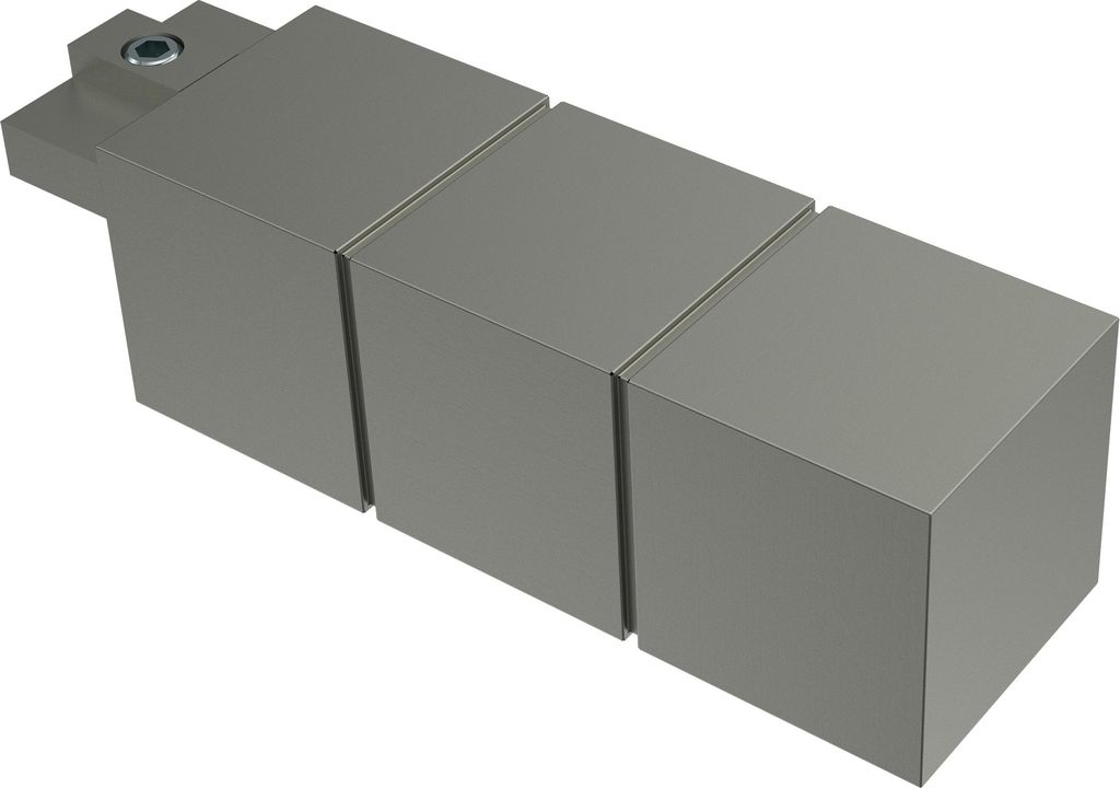 Interdeco Endstücke / Zierabschlüsse für Gardinenstangen mit 20 x 20 mm Satin-Silber, Typ Cubes (Rillenquader), Pack. 2 Stück