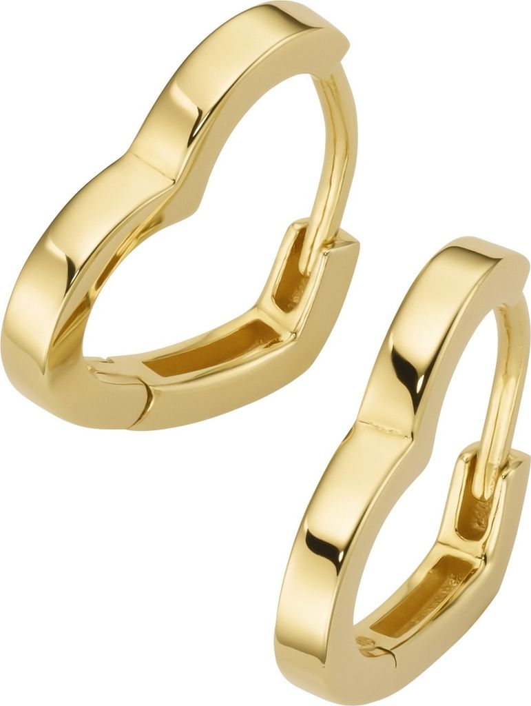 Creolen Smart Jewel in Herzform, Silber 925 Gold 1,5 cm