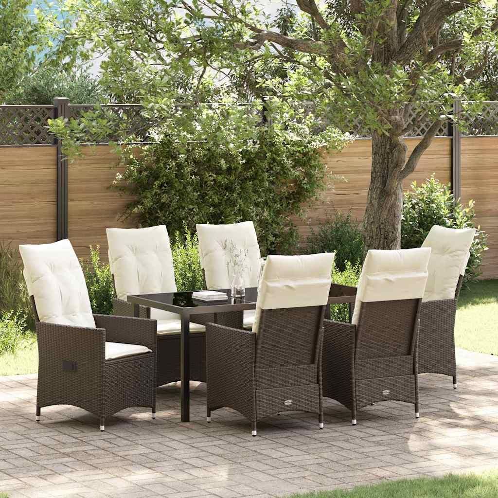 Maison Exclusive - Garten Essgruppe mit Kissen 7 pcs Braun Poly-Rattan