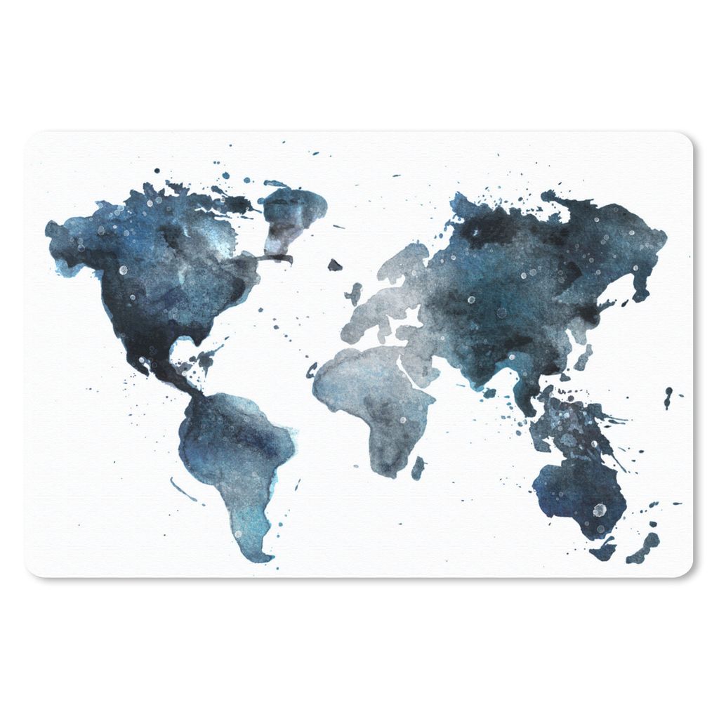 MuchoWow Mauspad Mousepad Weltkarte - Blau - Abstrakt 27x18 cm - Mousepads - Maus Mat - Pad - Mausunterlage - Büroartikel - Desk Matten