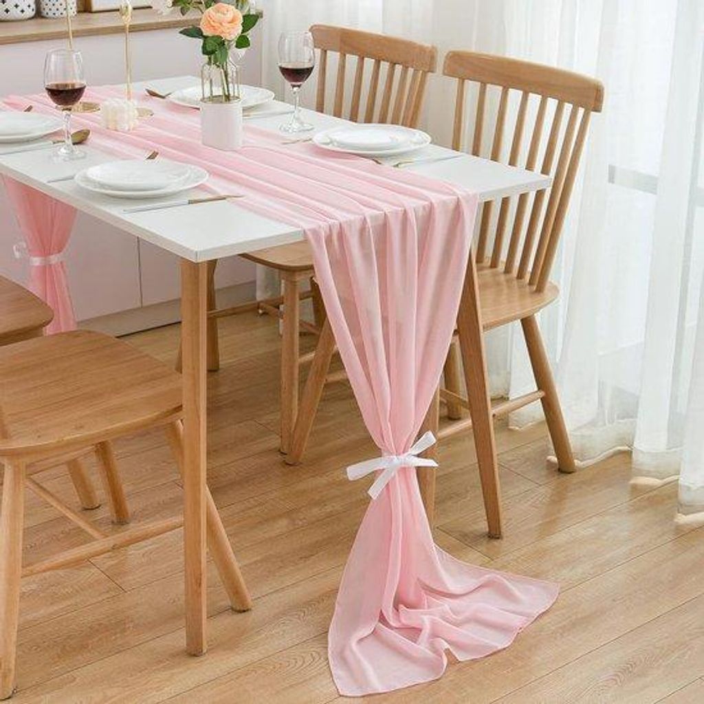 Elegante Tischdecke Chiffon 300cm Rosa