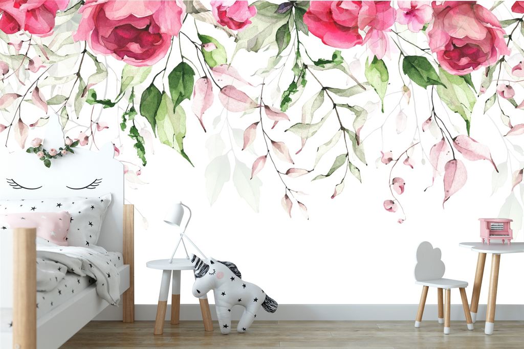 Deco-Wall | Viles Fototapete- Kinderzimmer | Rosen | 300x200 cm | Wandtapete | Wandsticker für Kinder