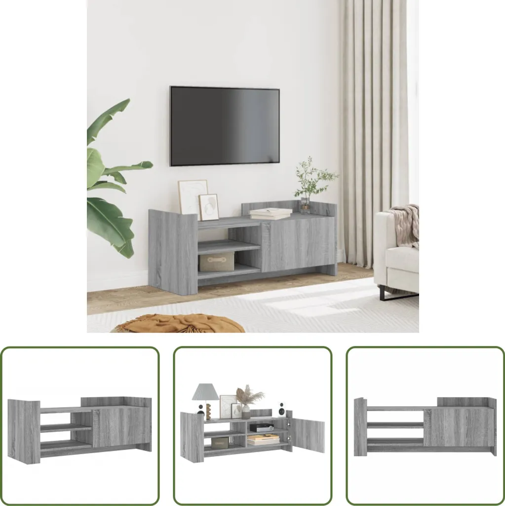The Living Store Mobile TV grigio Sonoma 100x35x40 cm Materiale legno