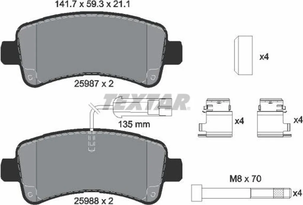 Plaquettes de frein haute endurance Textar 2598701 pour Fiat Ducato