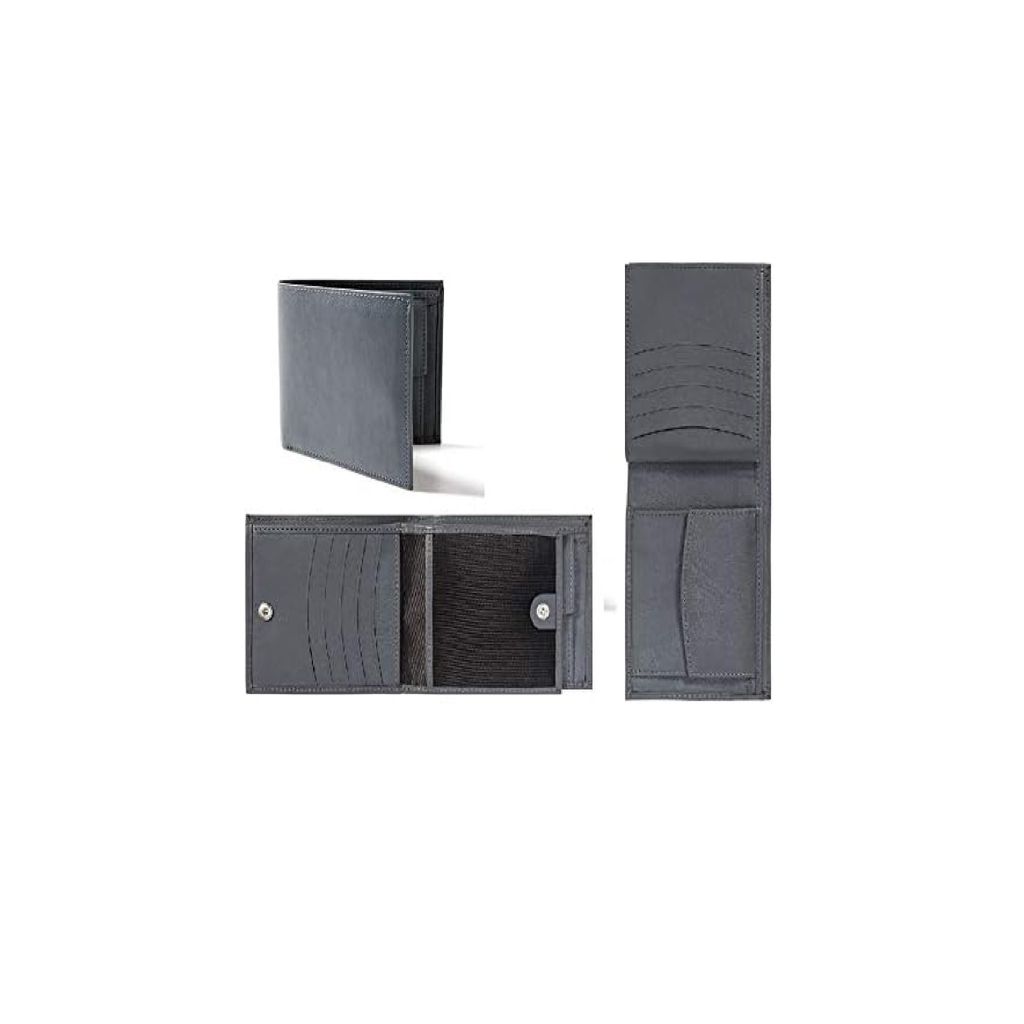 Livergy Leder Geldbörse, Herren, aus echtem 100% Ziegenleder, Portemonnaie, Grau