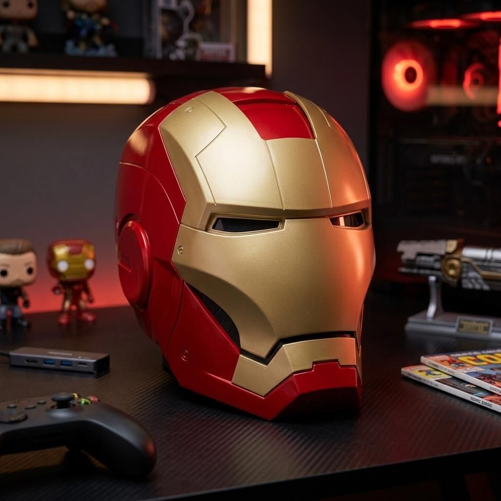 Iron Man Helm Maske, gold-rote Superhelden Replik als Deko, Produktbild 