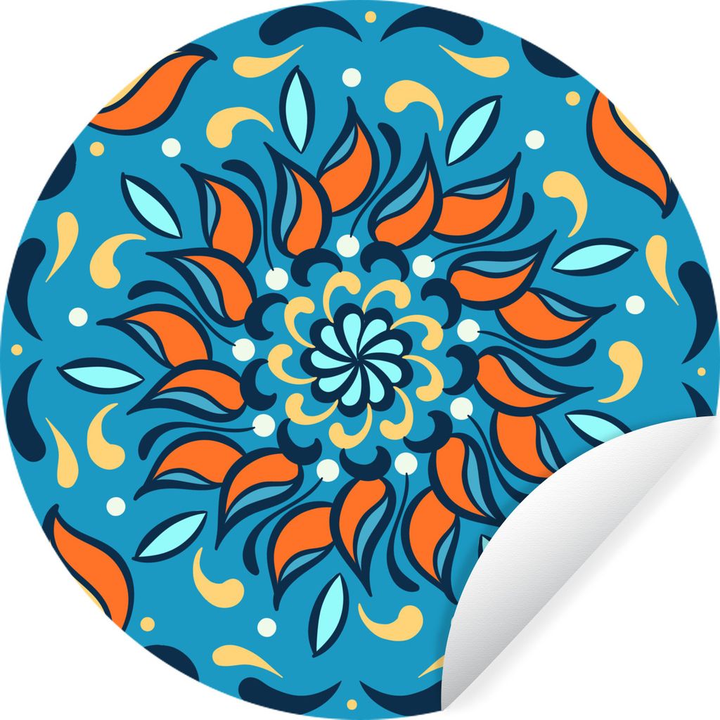 MuchoWow Runde Wandtattoo - Wandsticker Tapete Aufkleber Blume - Blätter - Quadrat Ø 50 cm Selbstklebend und Repositionierbar - Wandaufkleber -...
