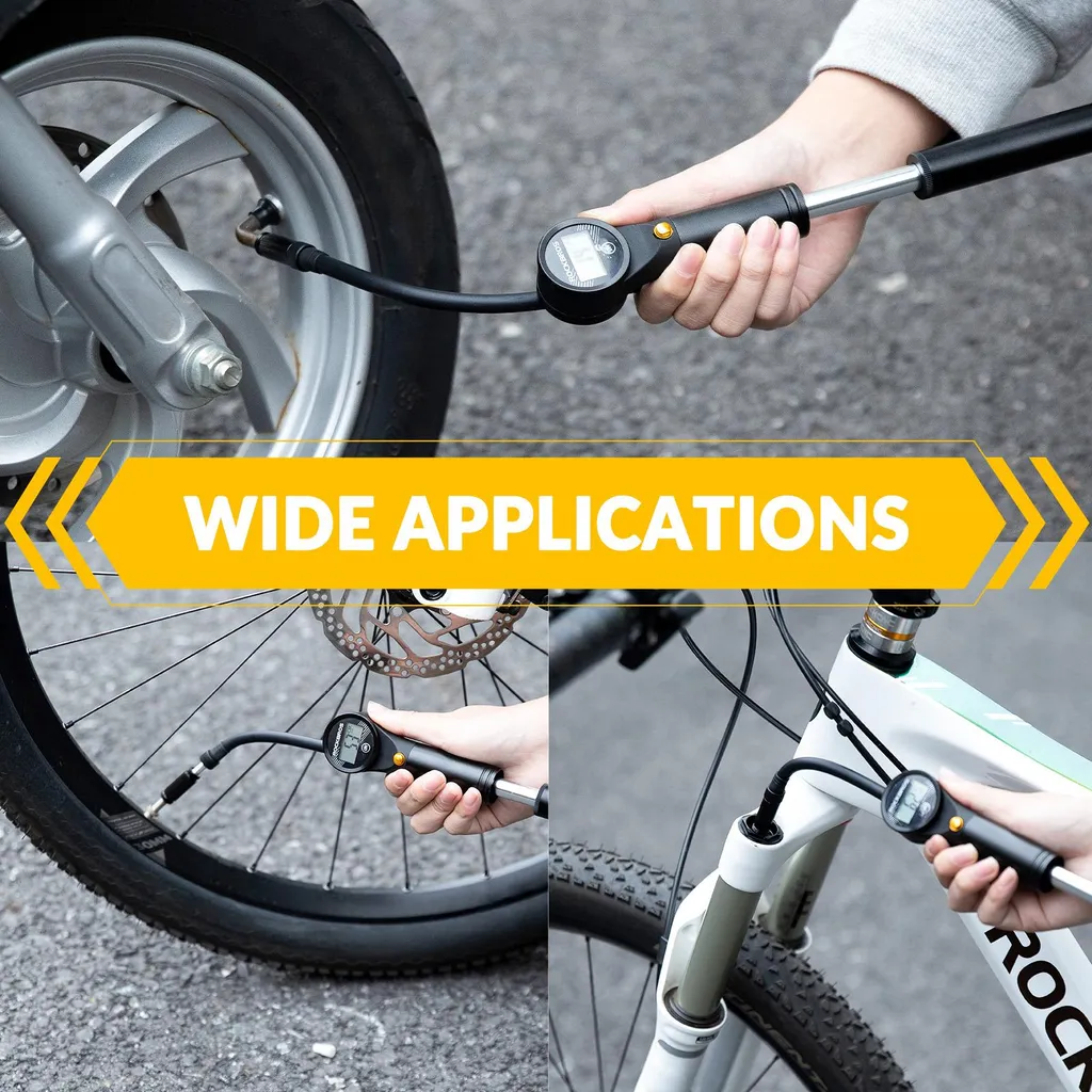 Mini pompe à vélo ROCKBROS 320PSI avec manomètre électronique - 7