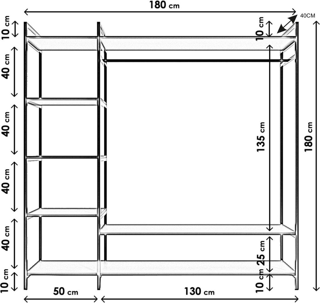 Skye Decor, Pamir- Pamir Trend Gardırop Çok Raflı L607LCV, Produktbild 6