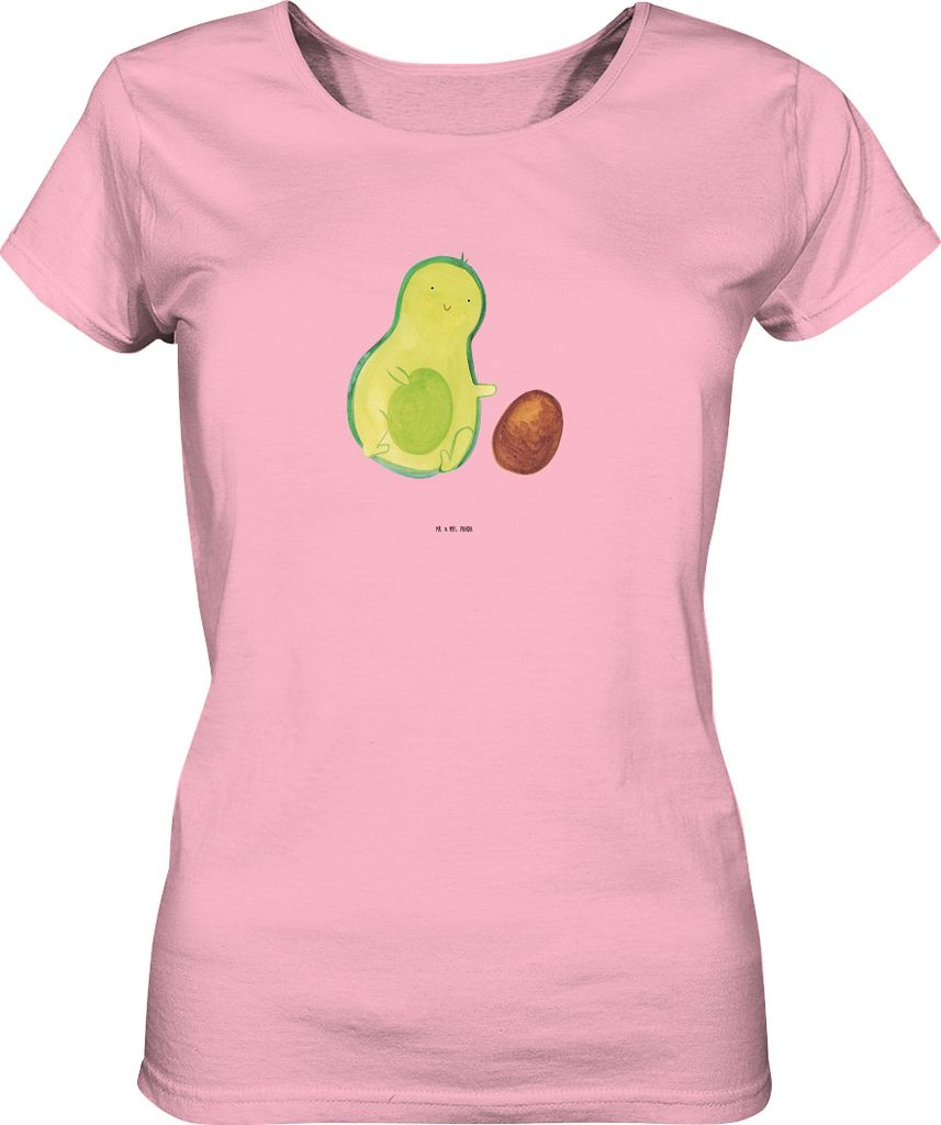Mr. & Mrs. Panda Damen T-Shirt Kurzarm Avocado Kern rollt Größe M - Baumwolle Pink - Geschenk, shirt, Geburtstag, Schwanger, Liebe, Oberteil, Bab...