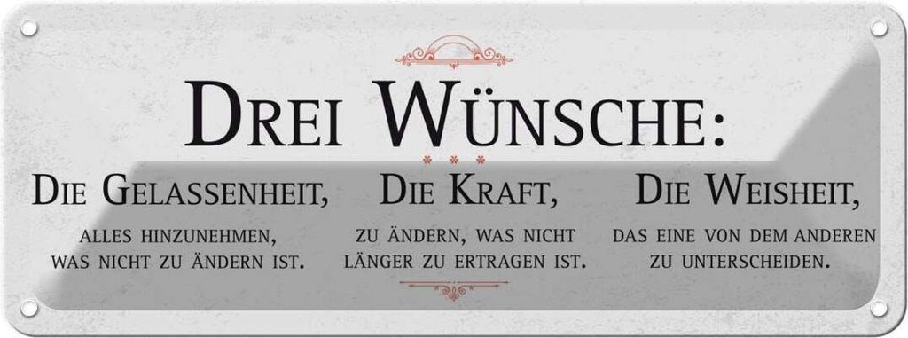vianmo Blechschild 10x27 cm Drei Wünsche Gelassenheit Weisheit Spruch Zitat