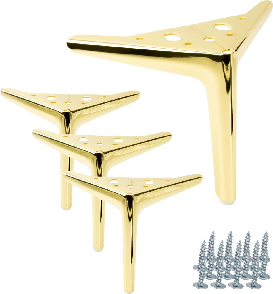 Elegante set di 4 gambe per mobili in oro-cromo, altezza 15 Immagine del prodotto 