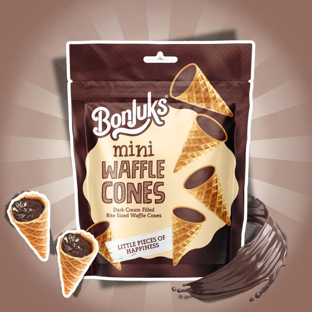 Bonjuks Mini Waffle Cones Dark 50 g – Mini Waffelhörnchen Produktbild 