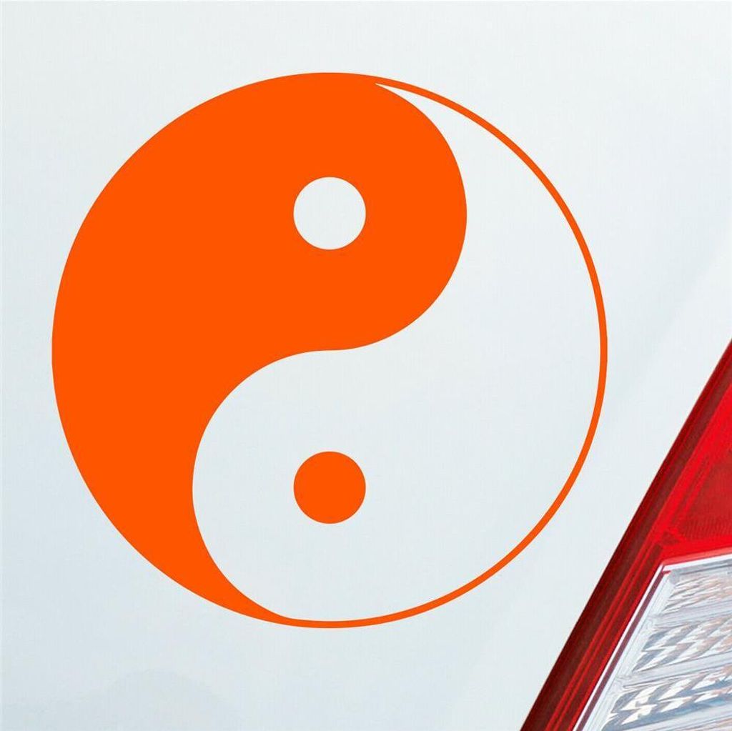 Auto Aufkleber Yin und Yang Symbol KFZ 10x10 cm Orange Sticker Heckscheibenaufkleber