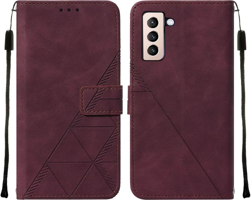 Custodia Flip Pelle Samsung S21 Plus 5G - Portafoglio Rosso Goffrato