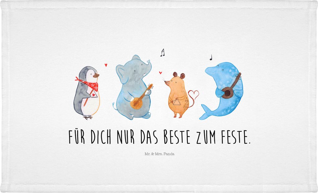 Mr. & Mrs. Panda Handtuch Big Band - Weiß - Geschenk, Pinguin, Delfin, Lustige Sprüche, Musik, Frotteehandtuch, Elefant, Maus, baumwolle, 50x100,...