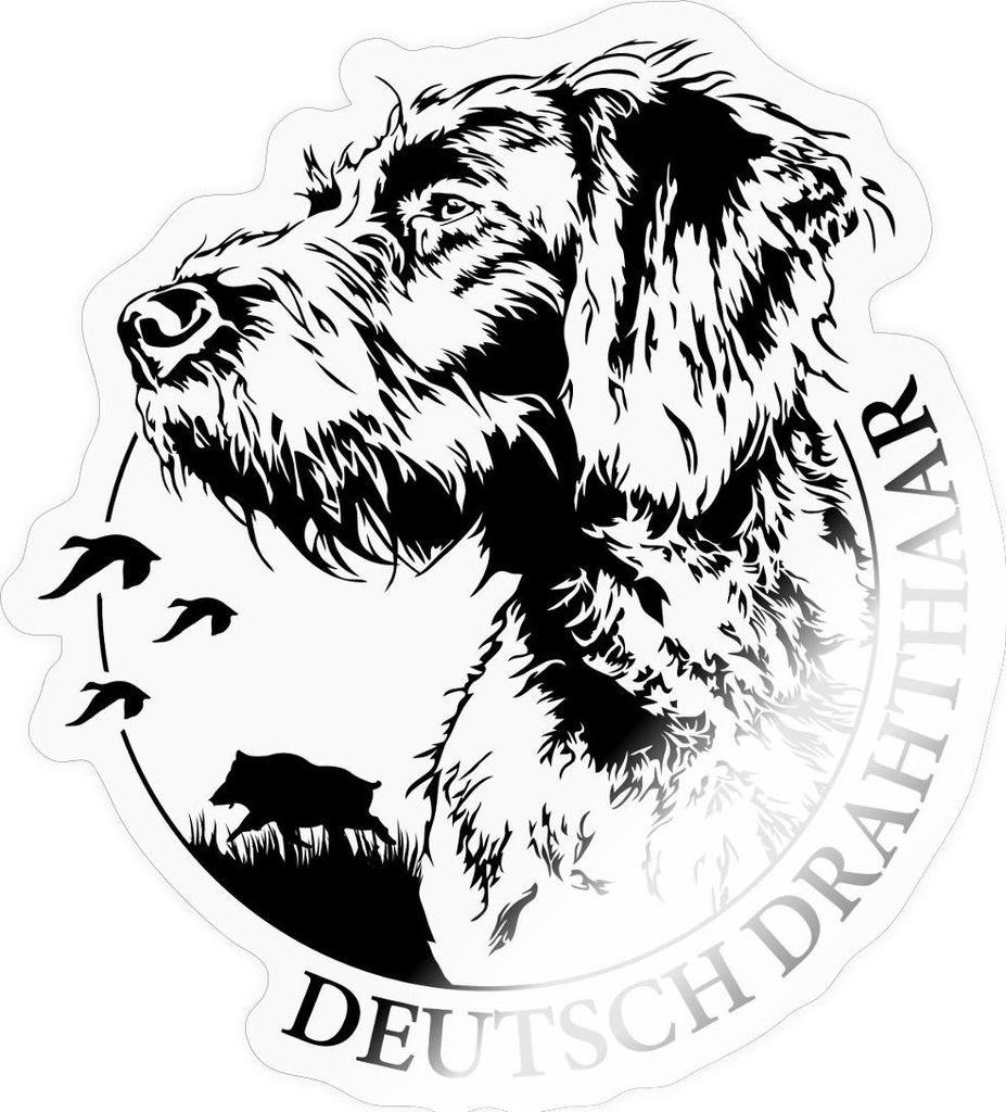 Spreadshirt Deutsch Drahthaar Hund Jagdhund Sticker Aufkleber, 10 x 10 cm, Transparent glänzend