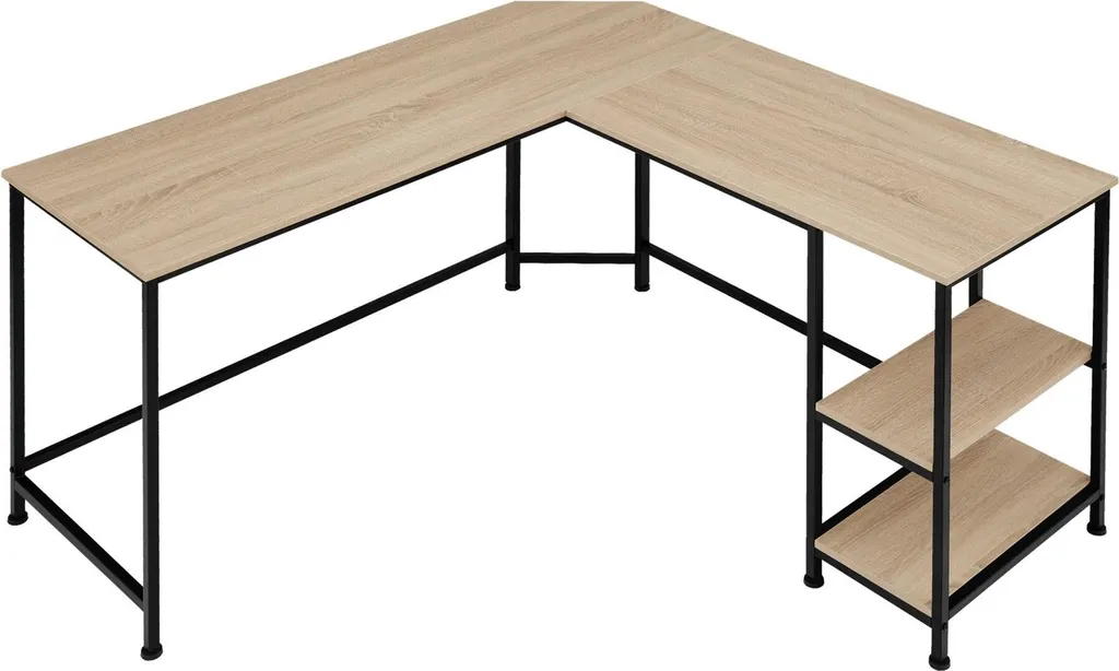 Bureau HAMILTON 138x138x75,5cm en Chêne Sonoma - Style Industriel Chic