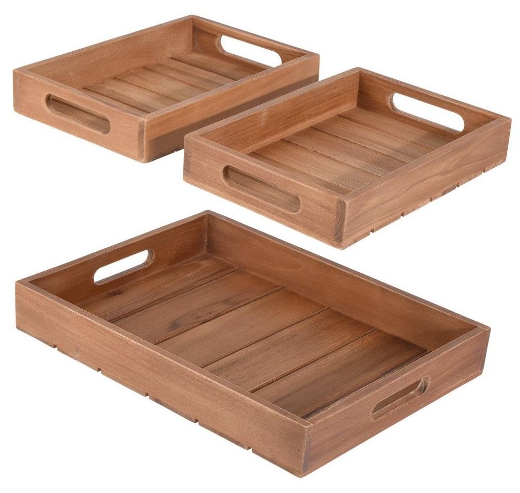 Serviertablett TEAK 3er Set 39x29x5 cm  - Home Styling Produktbild 