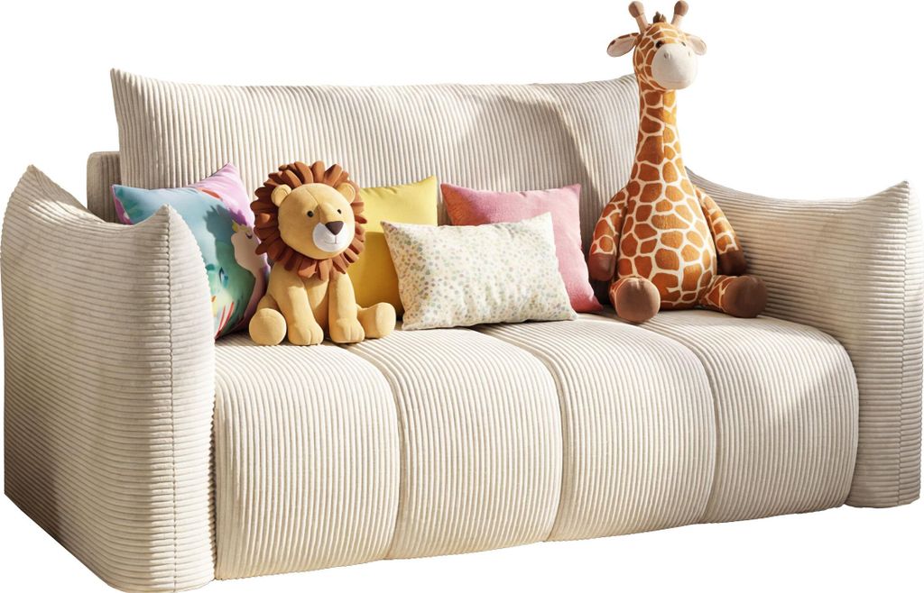 Schlafsofa 2-Sitzer mit Bettkasten – Ausziehbar Jugendsofa mit Schlaffunktion, Liegefläche 120 x 150 cm – für Jugendzimmer, Kinderzimmer und ...