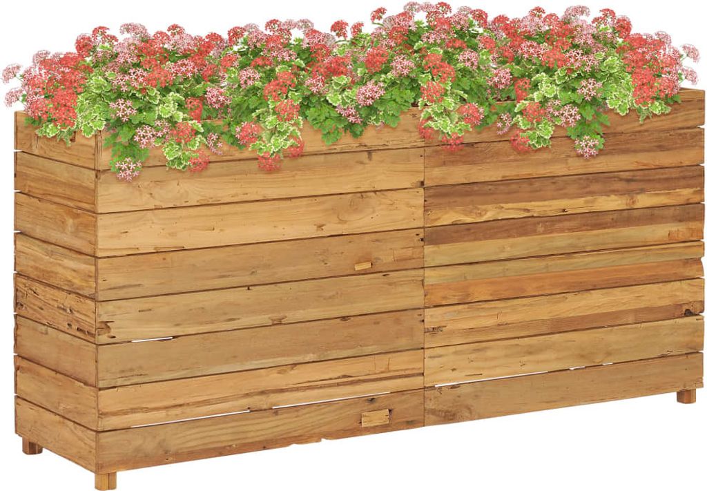 Hochbeet 150x40x72 cm Teak Altholz und Stahl