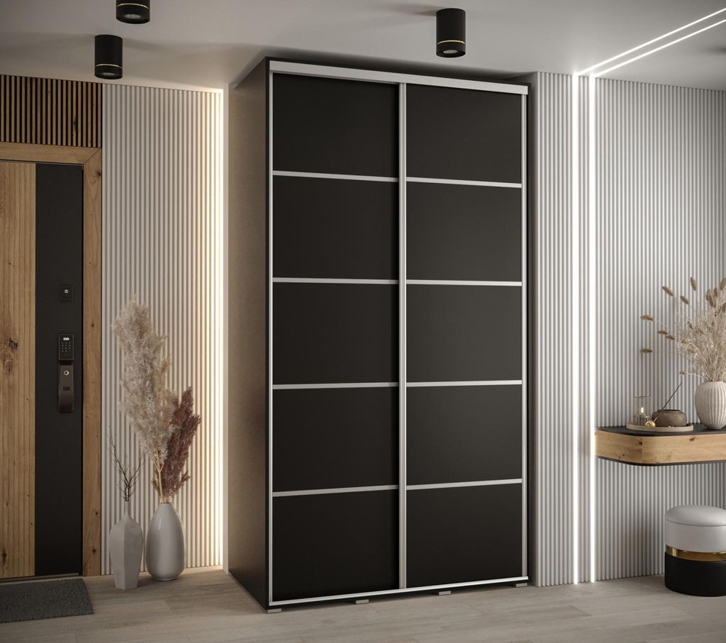 Kleiderschrank ASIRI 4 - 130/60 cm, schwarz/silber