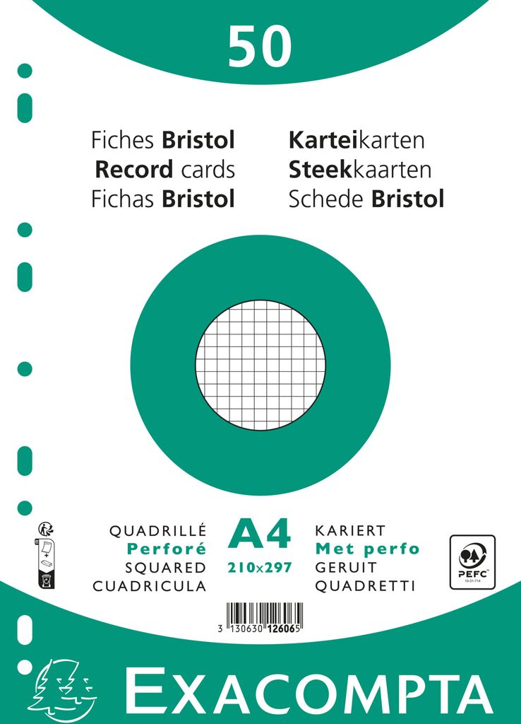 Exacompta 12606E 20x - Karteikarten 210x297 Weiß