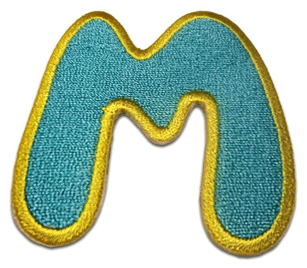Buchstabe M - 6.3x5.9cm: Alphabet Buchstaben Einzeln Auswählbar - Aufnäher, Bügelbild, Aufbügler, Applikationen, Patches, Flicken, Zum Aufbügeln