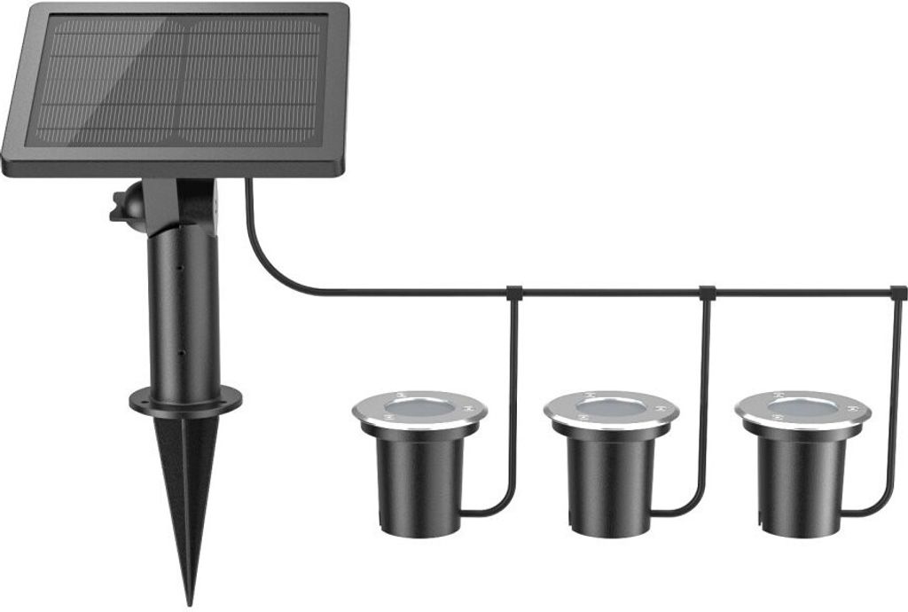 C-Light Edelstahl LED Solar Boden Leuchten Set HY26WSR801