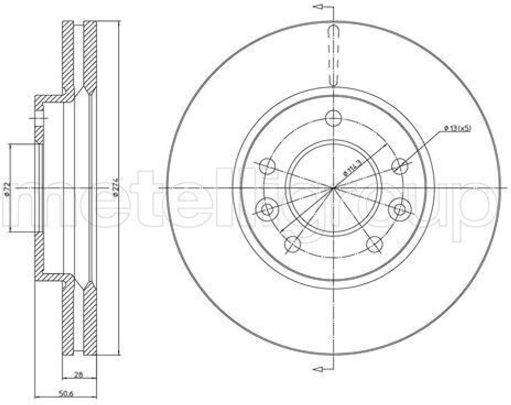 2x METELLI Bremsscheibe 23-1554C für KIA CARNIVAL II (GQ) 50 6mm 273 8mm