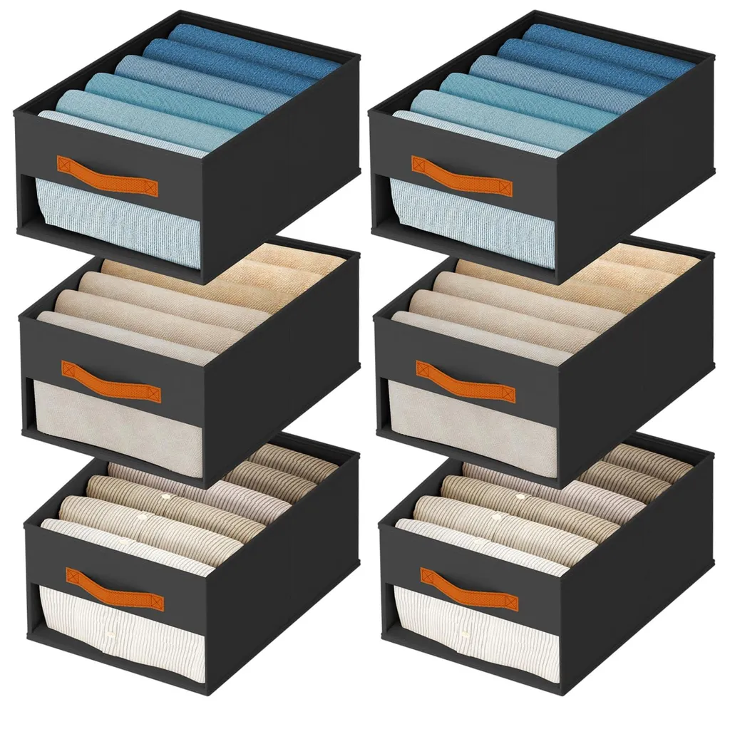 Organiseurs de Vêtements Pliables en Tissu - Paniers de Rangement Gris