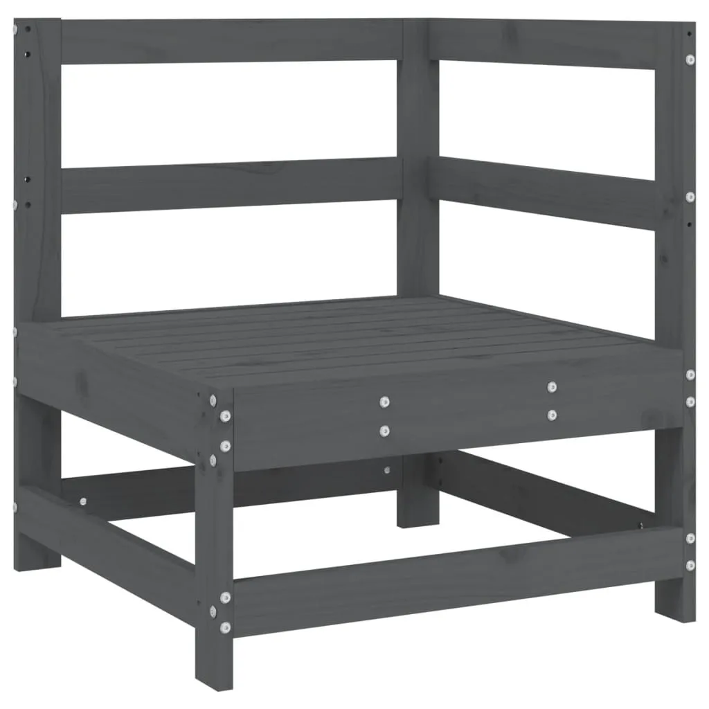 SYFAX™ Divano Angolare da Giardino Grigio in Legno Massello di Pino