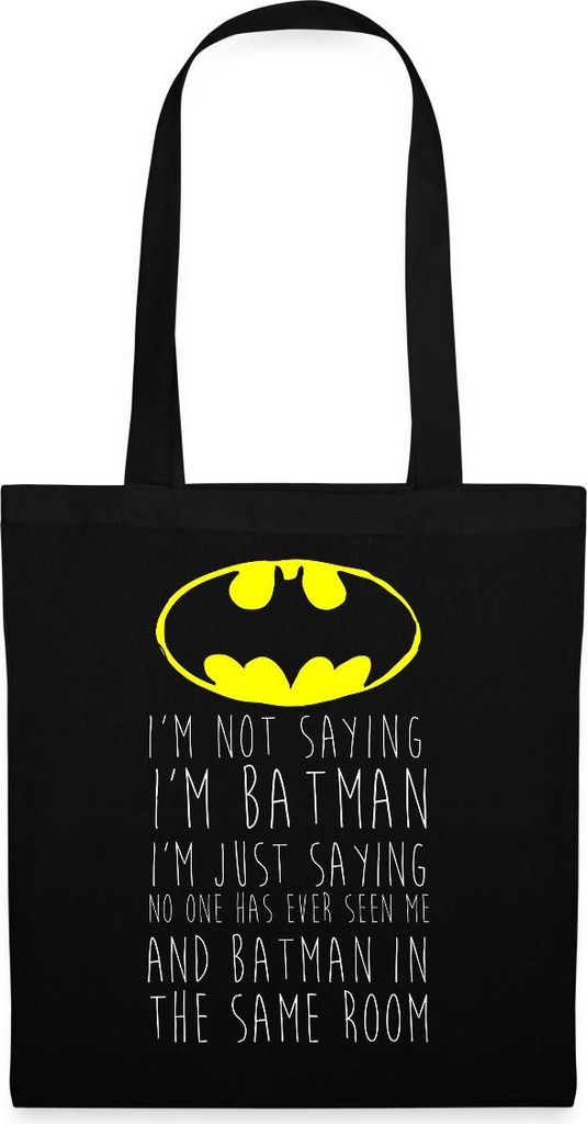 Spreadshirt DC Comics I'm Batman Lustiger Spruch Stoffbeutel, One size, Schwarz