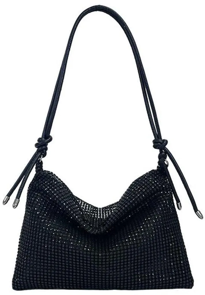 Sac de soirée noir pailleté grande capacité avec bandoulière réglable