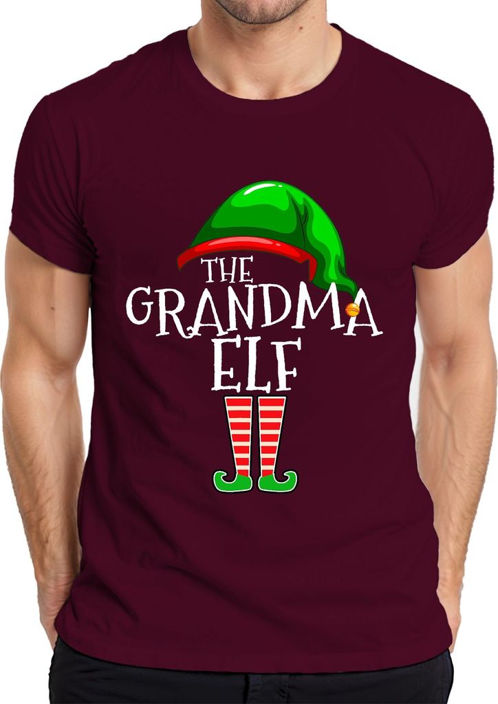The Grandma Elf Weihnachten Oma Geschenk gestreifte Beine lustig Herren T-Shirt, Burgundy, 3XL