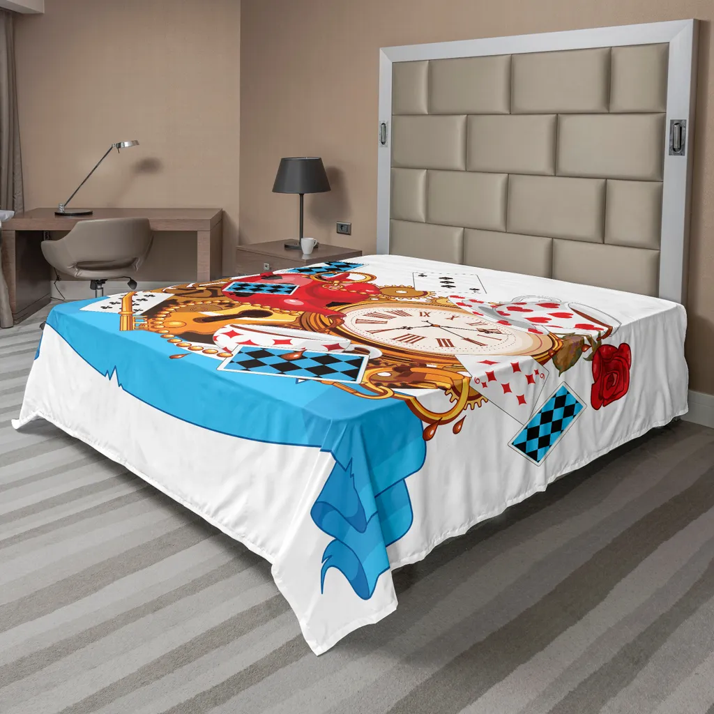 Drap de lit souple avec motifs de montres et théières, Design Fantastique