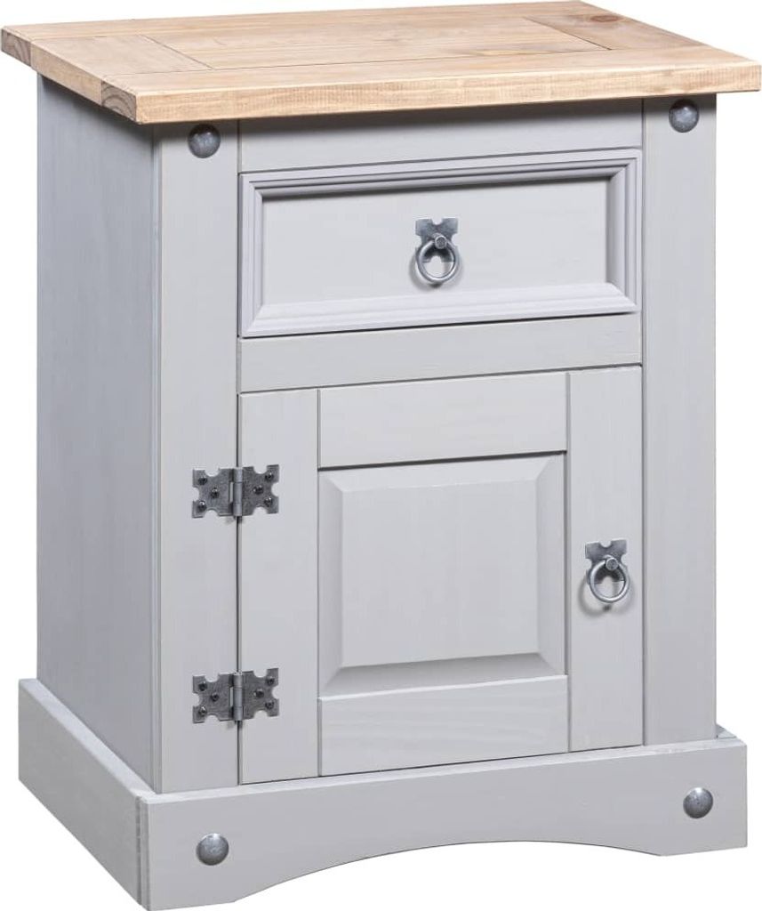 Eleganten-Stil Nachttisch im Mexiko-Stil Kiefernholz Grau 53x39x66 cm DE89585