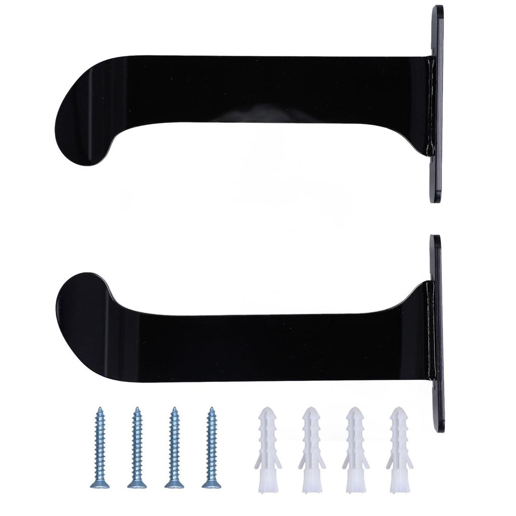 Two black wall-mounted brackets and mounting hardware.
