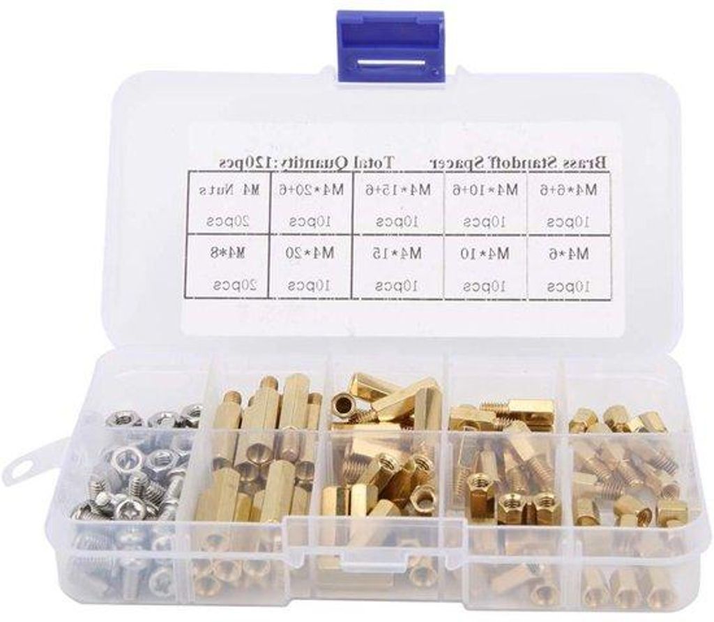 M4 Metallische Hex Spacers 304 Unrostbares Stahl Gewinde Set - Druckplatte Motherboard-Versorgungspaket mit Behälter - 120 Stück