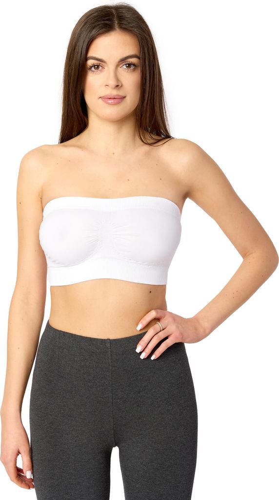 Merry Style Damen Bandeau Top 06 161 (Weiß, S-M)